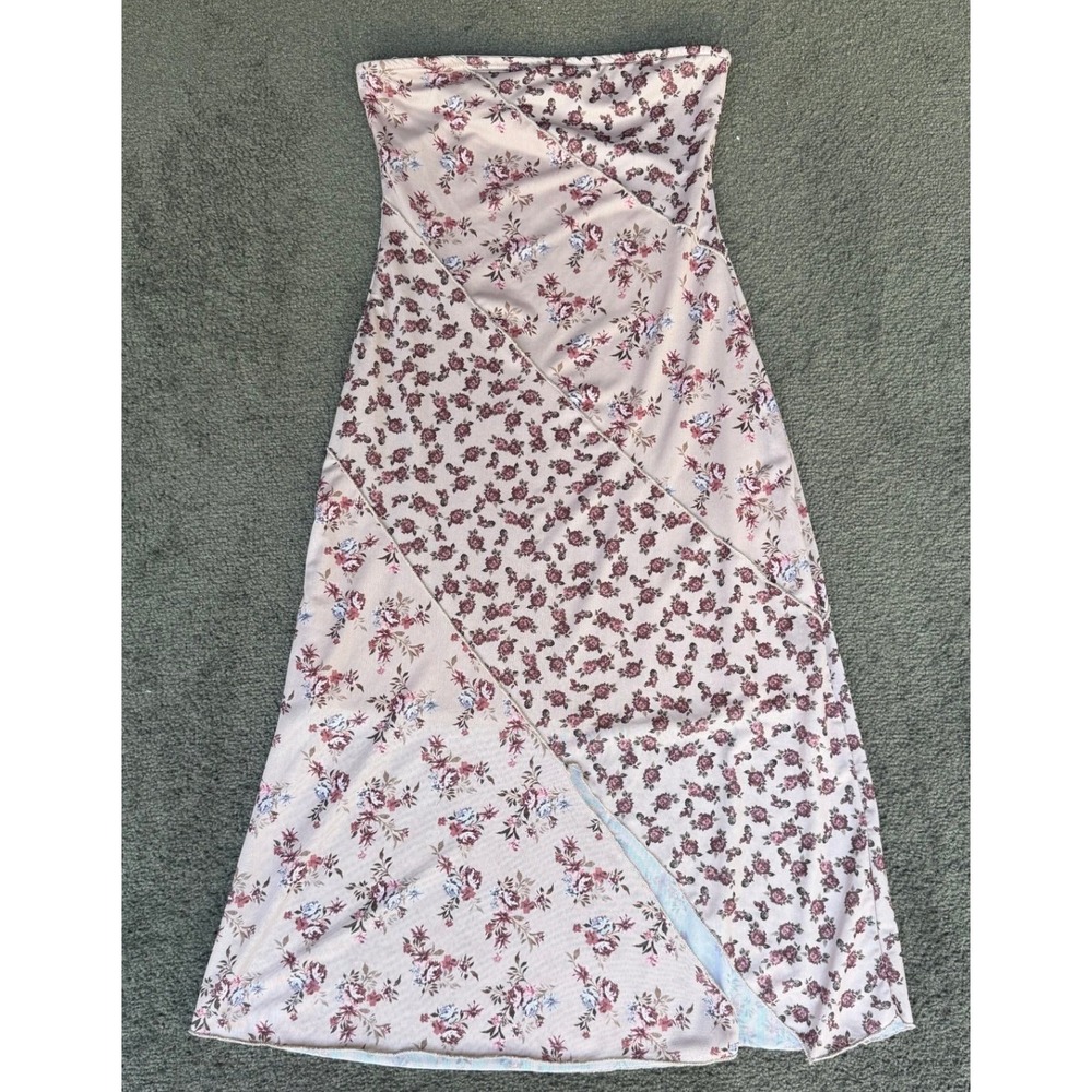 Altar'd State Floral Mesh Strapless Midi Tube Dress Pink Mauve Small E0919M749JD